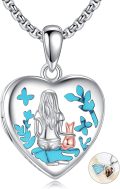 wholesale 925 Sterling Silver Heart Locket Necklace with Mermaid and Turquoise Photo  for Women-0-0