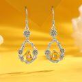 wholesale 925 Sterling Silver Daisy Flower & Gold Bunny Rabbit Dangle Drop Earrings for Women - Easter Gift Idea-0-5
