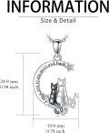 wholesale 925 Sterling Silver Moon & Cats Pendant Necklace for Women - Gifts for Her-0-3