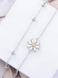 wholesale 925 Sterling Silver Daisy Charm Link Bracelet Adjustable Nature Style Anklet for Women Anniversary Jewelry Birthday Gifts-0-2