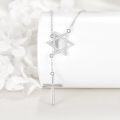 wholesale 925 Sterling Silver Star of David & Cross Pendant Necklace with Mother-of-Pearl and Crystal Accents for Women-0-3