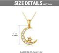 wholesale 14K Gold Crescent Moon & Star CZ Pendant Necklace - 16-18 inch Chain for Women-0-4