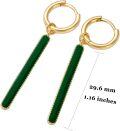 wholesale 925 Sterling Silver Plated Gold- Green Stone Long Drop Earrings for Women 14k Gold -0-4