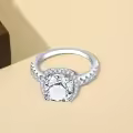 TOUPOP Sterling Silver D Color Vvs1 Moissanite Cushion Cut Halo Ring-0-4