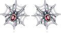 wholesale 925 Sterling Silver Spider Web Stud Earrings with Red Crystal Eyes Halloween Gift for Women Girls-0-0