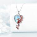 wholesale 925 Sterling Silver Heart-Shaped Red Enamel Phoenix Pendant Necklace for Women-0-4