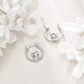 wholesale 925 Sterling Silver Cat Huggie Hoop Earrings for Women Girls-0-3