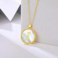 wholesale Gold 925 Sterling Silver Mother of Pearl Initial I Pendant Necklace for Women-0-2