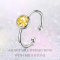 wholesale 925 Sterling Silver & Austrian Crystal November Birthstone Ring for Women - Adjustable, 14K White Gold Plated, Hypoallergenic-0-5