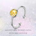 wholesale 925 Sterling Silver Adjustable Rings Wholesale With Yellow Crystal-0-5