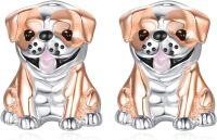 wholesale 925 Sterling Silver Rose Gold Plated Puppy Dog Stud Earrings for Women - Pet Lover Gift Ideas-Bulldog