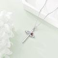 wholesale 925 Sterling Silver Cross with Ladybug and Cubic Zirconia Pendant Necklace - Christian Gift for Women & Girls-0-3