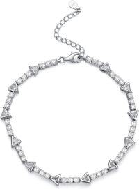 wholesale Sterling Silver Cubic Zirconia Tennis Bracelet 7 3 6mm Gift for Women-Triangle 3mm-Adjustbale