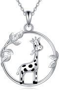 wholesale 925 Sterling Silver Giraffe Pendant Necklace for Women Nature Animal Charm s-0-0