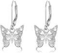 wholesale 925 Sterling Silver Butterfly Hypoallergenic Leverback Dangle Earrings-0-0