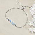 wholesale 925 Sterling Silver Blue Opal Wave Adjustable Bracelet for Women Sea Inspired  Idea-0-2