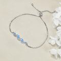 wholesale 925 Sterling Silver Blue Opal Wave Adjustable Bracelet for Women Sea Inspired  Idea-0-2
