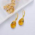 wholesale 925 Sterling Silver Scorpion Leverback Earrings with Amber Pendant  for Women-0-2
