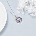 wholesale 925 Sterling Silver Rainbow Crystal Compass Pendant Necklace with Navy Blue Anchor and World Map Design-0-2
