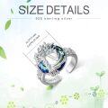 wholesale Tree Of Life Open Ring 925 Sterling Silver With Blue Circle Crystal Initial W Adjustable Ring Birthday Jewelry For Women -0-2