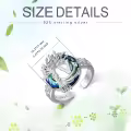 TOUPOP Sterling Silver Blue Crystal Adjustable Initial Open Ring For Women-0-2
