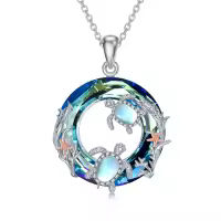 TOUPOP Sterling Silver Crystal Sea Turtle Necklace Gift For Women-undefined