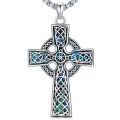 TOUPOP 925 Sterling Silver Animal Celtic Cross Necklace Religious Gift-0-0