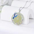 wholesale 925 Sterling Silver Green Jade Pendant with Blue Hummingbird and Gold Flowers Necklaces Gifts for Women & Girls-0-5