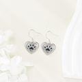 wholesale 925 Sterling Silver Heart-Shaped Crystal Dachshund Paw Print Drop Earrings - Adorable Dog Lover Gift for Her-0-3