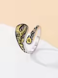 TOUPOP Sterling Silver 14k Gold Plated Spoon Ring Thumb Ring Jewelry Gifts-0-1