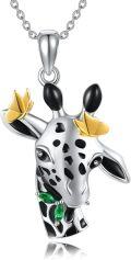 wholesale 925 Sterling Silver Giraffe Pendant Necklace with Green Crystal Accents for Women Girls Mothers Day Gift-0-0