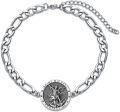 wholesale 925 Sterling Silver Saint Michael/Christopher Adjustable Medal Bracelet for Men Women Religious Protection Jewelry with 6mm Figaro Link (9+2)-0-0