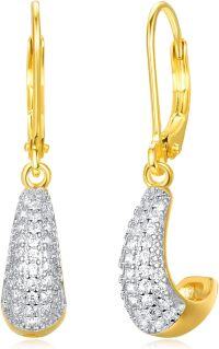 wholesale Gold-Plated 925 Sterling Silver Teardrop Cubic Zirconia Huggie Hoop Earrings for Women-Teardrop Pave Lever Back Earrings