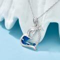 wholesale 925 Sterling Silver Blue Wave & Palm Tree Pendant Necklace for Women-0-1