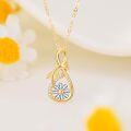 wholesale 14K Gold Evil Eye Ribbon Daisy Pendant Necklaces for Women-0-3