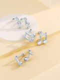 wholesale 925 Sterling Silver Music Note Stud Earring Sets for Women (3 pairs)-0-3