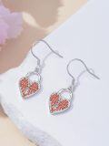wholesale 925 Sterling Silver Heart Lock Red Crystal Drop Earrings Valentines Day Gifts for Her-0-3