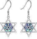 wholesale 925 Sterling Silver Star of David Snowflake Drop Earrings Abalone Shell s for Her-0-0