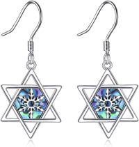 wholesale 925 Sterling Silver Star of David Snowflake Drop Earrings Abalone Shell s for Her-Star of David