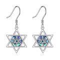wholesale 925 Sterling Silver Star of David Snowflake Drop Earrings Abalone Shell s for Her-0-0