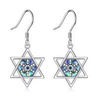 wholesale 925 Sterling Silver Star of David Snowflake Drop Earrings Abalone Shell s for Her-Star of David