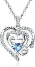 wholesale 925 Sterling Silver Birthstone Mama Heart Necklace for Mom Wife Grandma-0-0