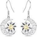 wholesale 925 Sterling Silver Sun and Moon Dangle Earrings with Citrine Gemstone for Women-0-0