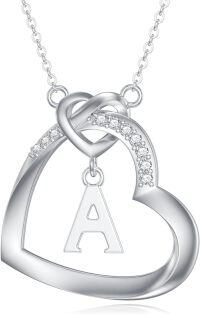 wholesale S925 Sterling Silver & Lab-Grown Diamond 0.078cttw A Initial Necklace, 18 Chain with Extender, Elegant Gift for Women-A.