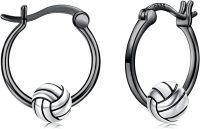 wholesale 925 Sterling Silver Volleyball Hoop Earrings for Women and Girls-Black Volleyball
