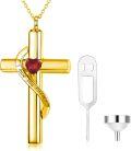 wholesale 925 Sterling Silver Gold & Sterling Silver Cross Urn Necklace with Birthstone – Infinity Engraved 'I Love You Forever' – Holds Ashes, Hair, Flowers – Cremation Jewelry Gift for Women & Men-0-0