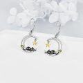 wholesale 925 Sterling Silver Moon Star Black Cat Drop Earrings Leverback s for Women Girl-0-2