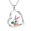 wholesale 925 Sterling Silver Love You Forever Bunny Carrot Heart Pendant Necklace for Women and Girls-0-0