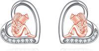 wholesale 925 Sterling Silver Sports Basketball Player Heart Stud Earrings s for Women-Reading