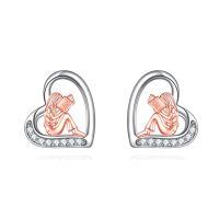 wholesale 925 Sterling Silver Sports Basketball Player Heart Stud Earrings s for Women-Reading